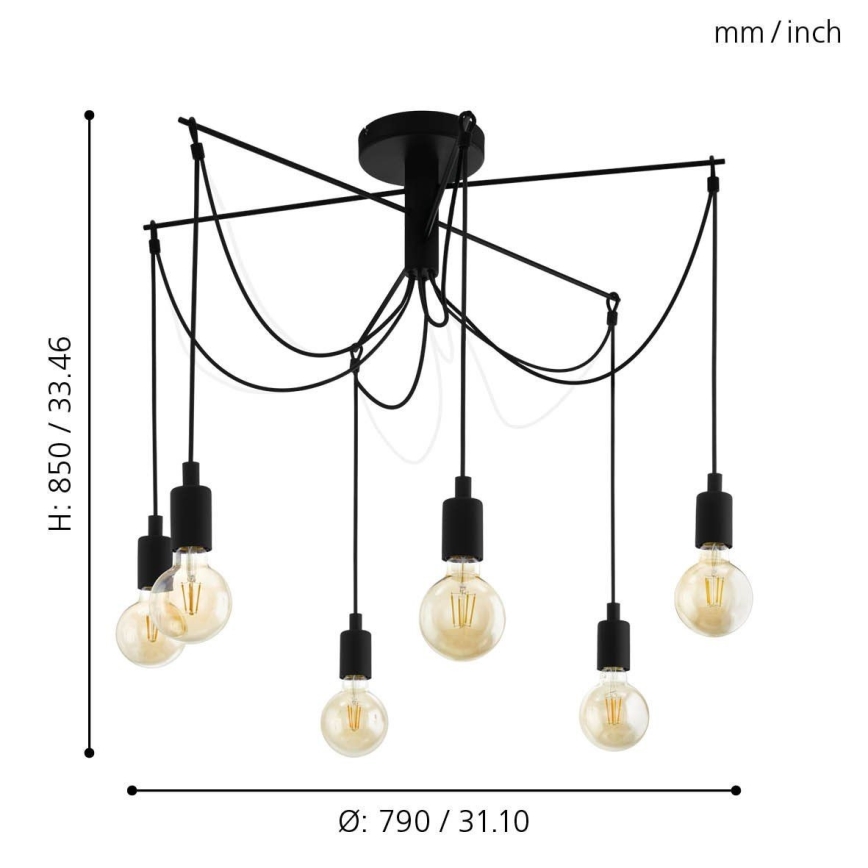 Eglo - Lustr na lanku 6xE27/60W/230V pavouk