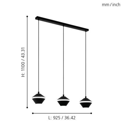 Eglo 98682 - LED Lustr na lanku PERPIGO 3xGU10/5W/230V