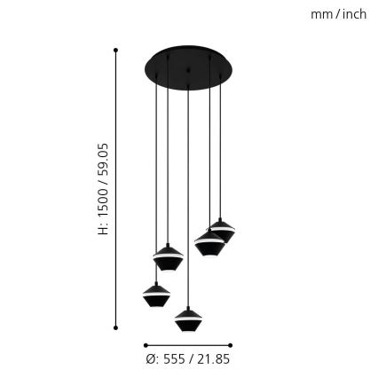 Eglo 98683 - LED Lustr na lanku PERPIGO 5xGU10/5W/230V