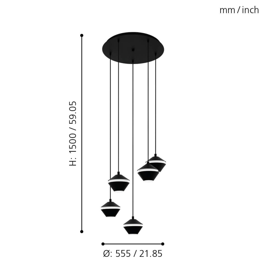 Eglo - LED Lustr na lanku 5xGU10/5W/230V