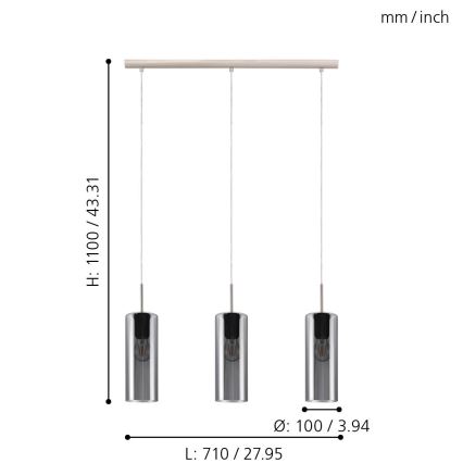 Eglo 98695 - Lustr na lanku SELVINO 3xE27/15W/230V