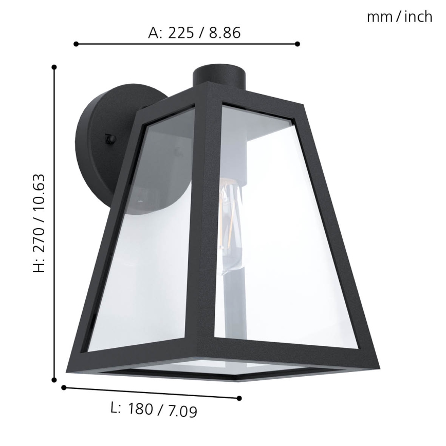 Eglo - Venkovní nástěnné svítidlo 1xE27/60W/230V IP44