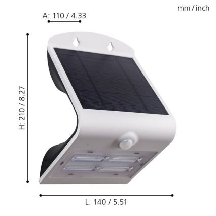Eglo - Solární svítidlo se senzorem LED/3,2W/3,7V 2000 mAh IP54