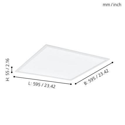 Eglo - LED RGBW Stmívatelné stropní svítidlo LED/32,5W/230V 2700-6500K 60x60 cm + dálkové ovládání