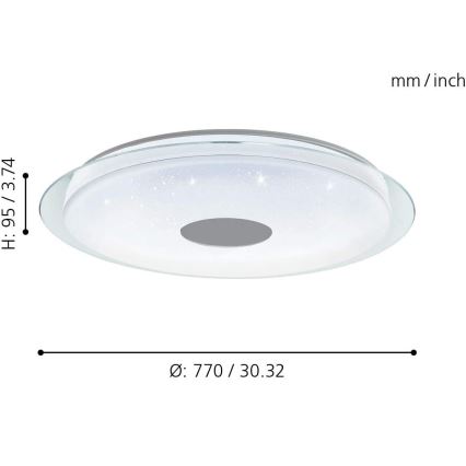 Eglo 98769 - LED RGB Stmívatelné stropní svítidlo LANCIANO-C LED/53W/230V + dálkové ovládání