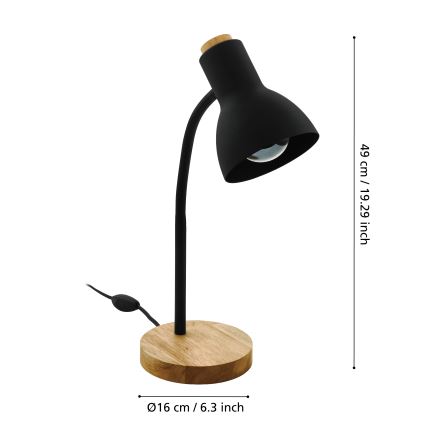 Eglo - Stolní lampa 1xE27/40W/230V černá