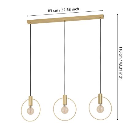 Eglo - Lustr na lanku 3xE27/40W/230V