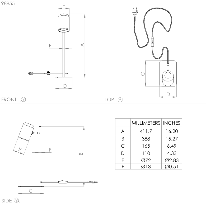 Eglo - LED Stolní lampa 1xGU10/4,5W/230V černá