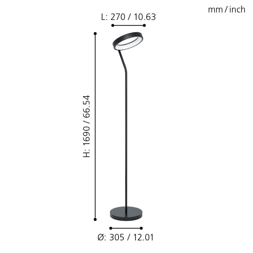 Eglo - LED RGB Stmívatelná stojací lampa MARGHERA-C LED/16W/230V