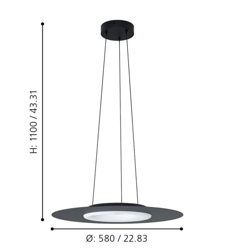 Eglo - LED RGB Stmívatelný lustr na lanku COMPO ROSSO-C LED/16W/230V