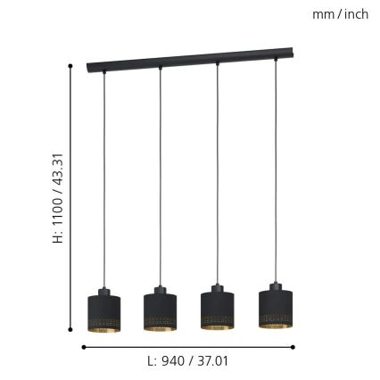 Eglo 99275 - Lustr na lanku ESTEPERRA 4xE27/28W/230V