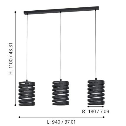 Eglo 99347 - Lustr na lanku CREMELLA 3xE27/40W/230V