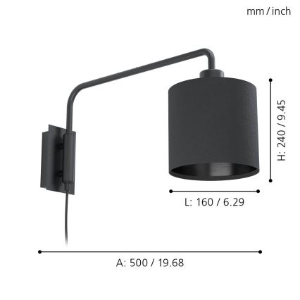 Eglo 99348 - Nástěnné svítidlo STAITI 1xE27/40W/230V