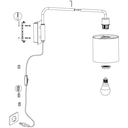 Eglo 99348 - Nástěnné svítidlo STAITI 1xE27/40W/230V