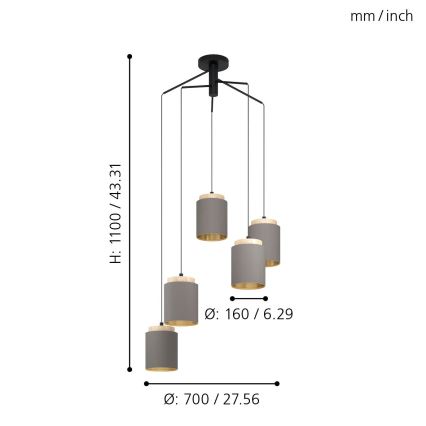 Eglo - Lustr na lanku 5xE27/40W/230V pavouk