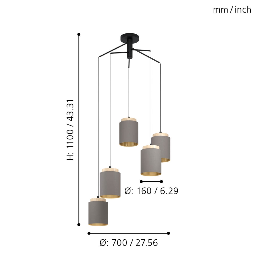 Eglo - Lustr na lanku 5xE27/40W/230V pavouk