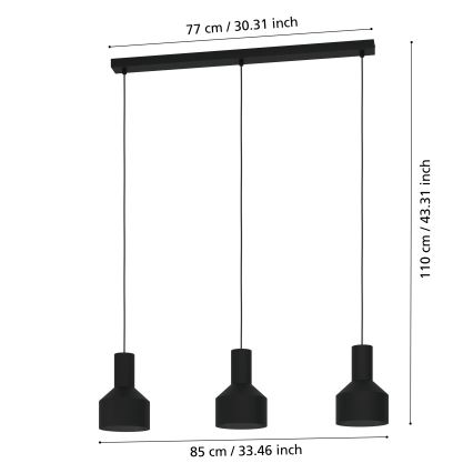 Eglo - Lustr na lanku 3xE27/40W/230V