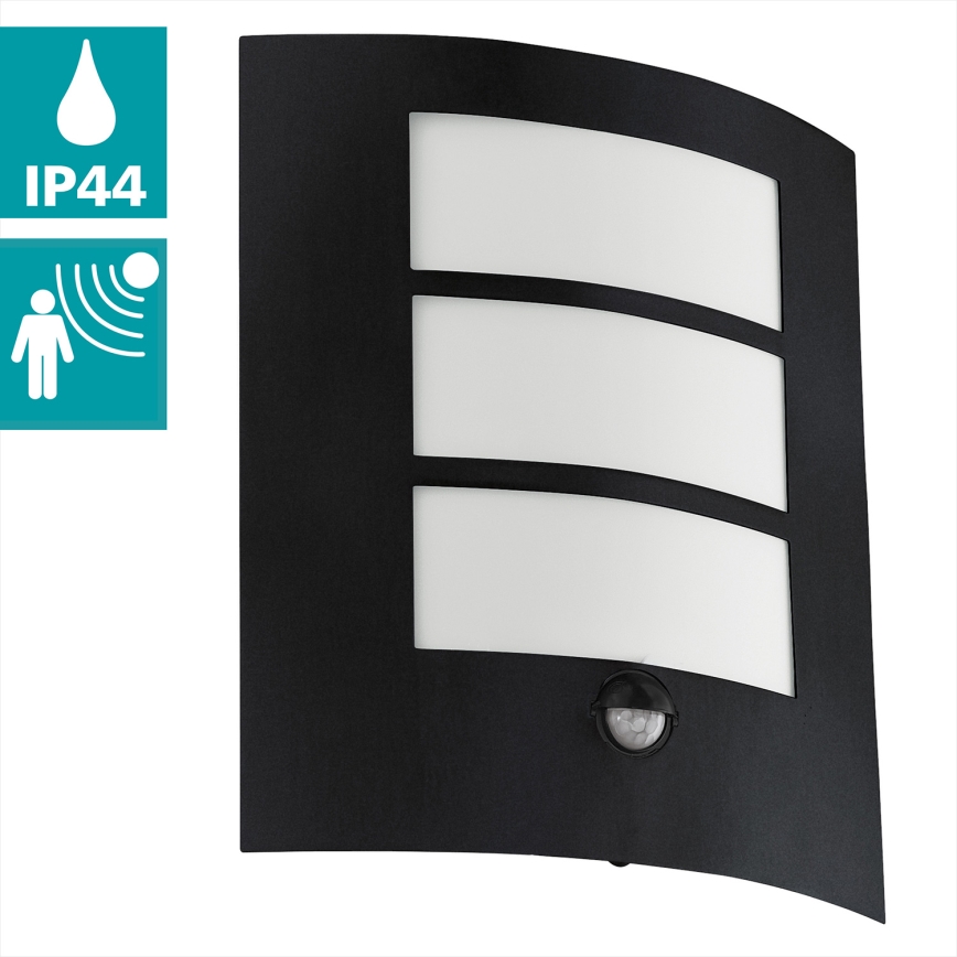 Eglo - Venkovní nástěnné svítidlo se senzorem 1xE27/40W/230V IP44