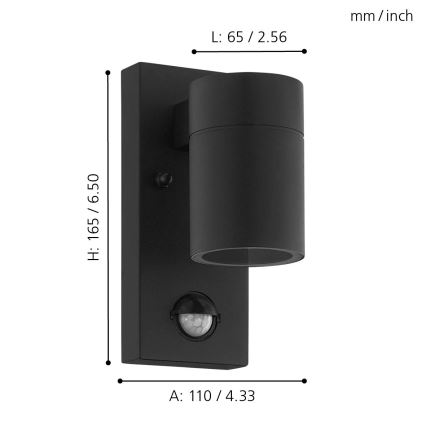 Eglo - LED Venkovní nástěnné svítidlo se senzorem 1xGU10/3W/230V IP44