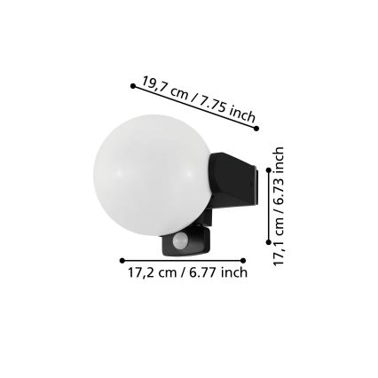 Eglo 99573 - Venkovní nástěnné svítidlo se senzorem RUBIO 1xE27/15W/230V IP44
