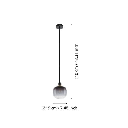 Eglo - Lustr na lanku 1xE27/40W/230V šedá