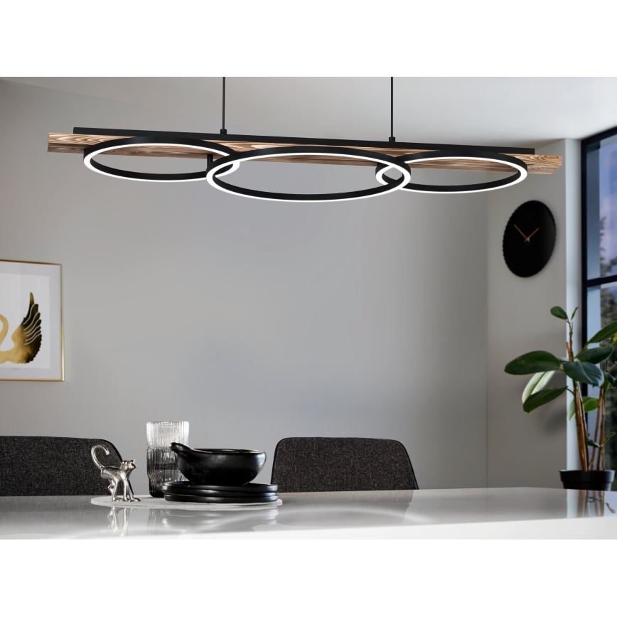 Eglo - LED Stmívatelný lustr na lanku 2xLED/12,5W/230V+1xLED/15,5W 3000K hnědá/černá