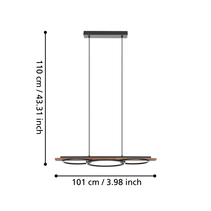 Eglo - LED Stmívatelný lustr na lanku 2xLED/12,5W/230V+1xLED/15,5W 3000K hnědá/černá