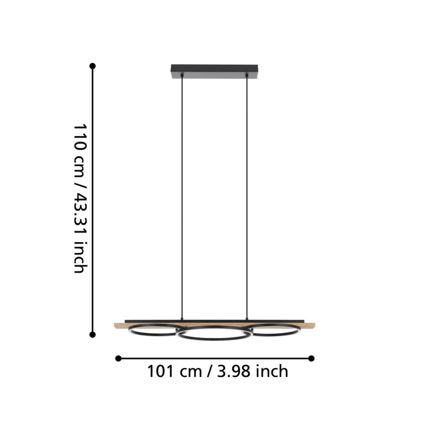 Eglo - LED Stmívatelný lustr na lanku 2xLED/12,5W/230V+1xLED/15,5W 3000K hnědá/černá