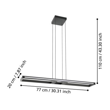 Eglo - LED Stmívatelný lustr na lanku LED/33W/230V 2700-6500K