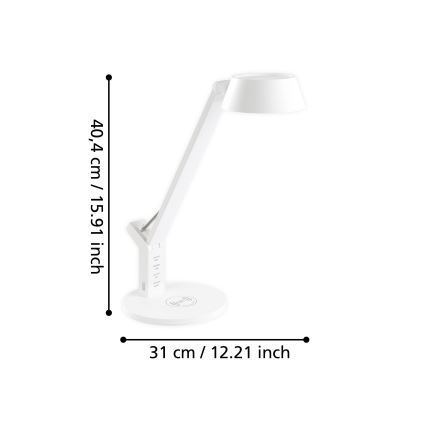 Eglo - LED Stmívatelná dotyková stolní lampa s bezdrátovým nabíjením LED/4,8W/230V bílá