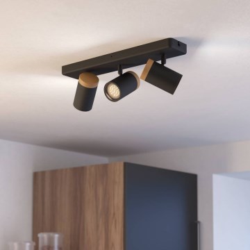 Eglo - Koupelnové bodové svítidlo 3xGU10/3W/230V IP44 černá/béžová