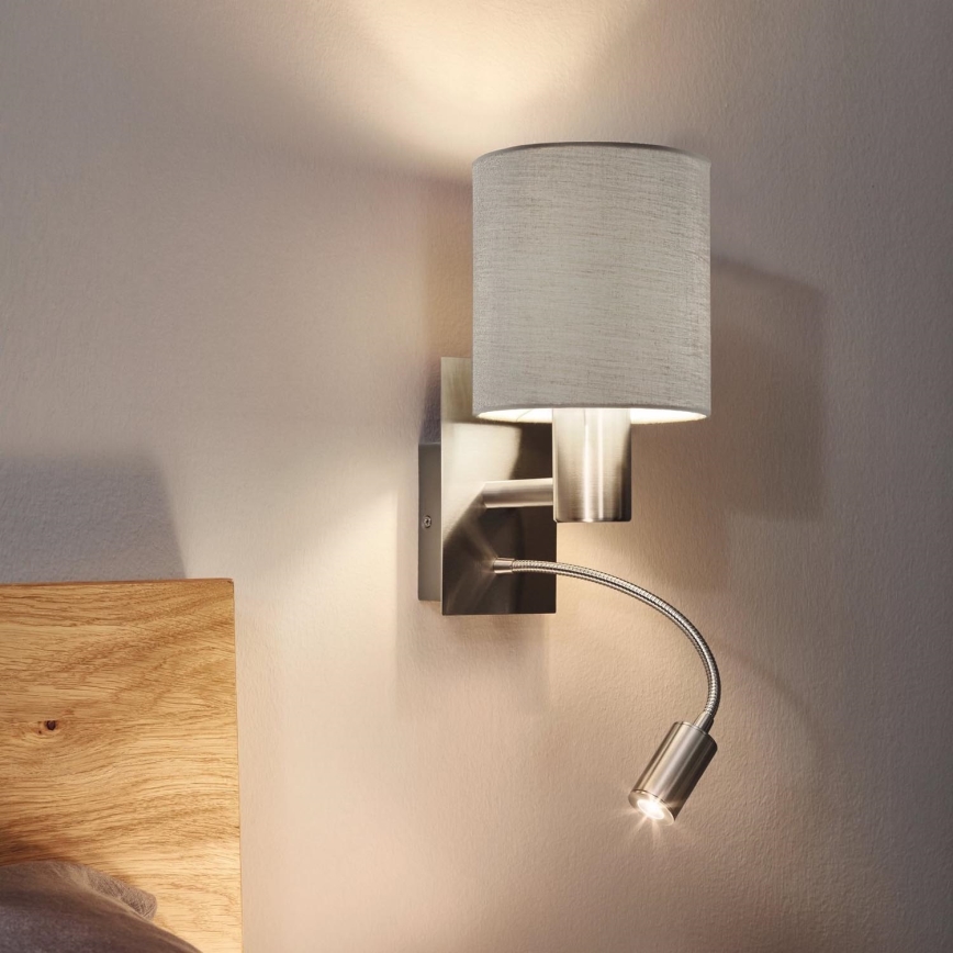 Eglo - LED Flexibilní svítidlo 1xE27/40W+LED/3,8W taupe