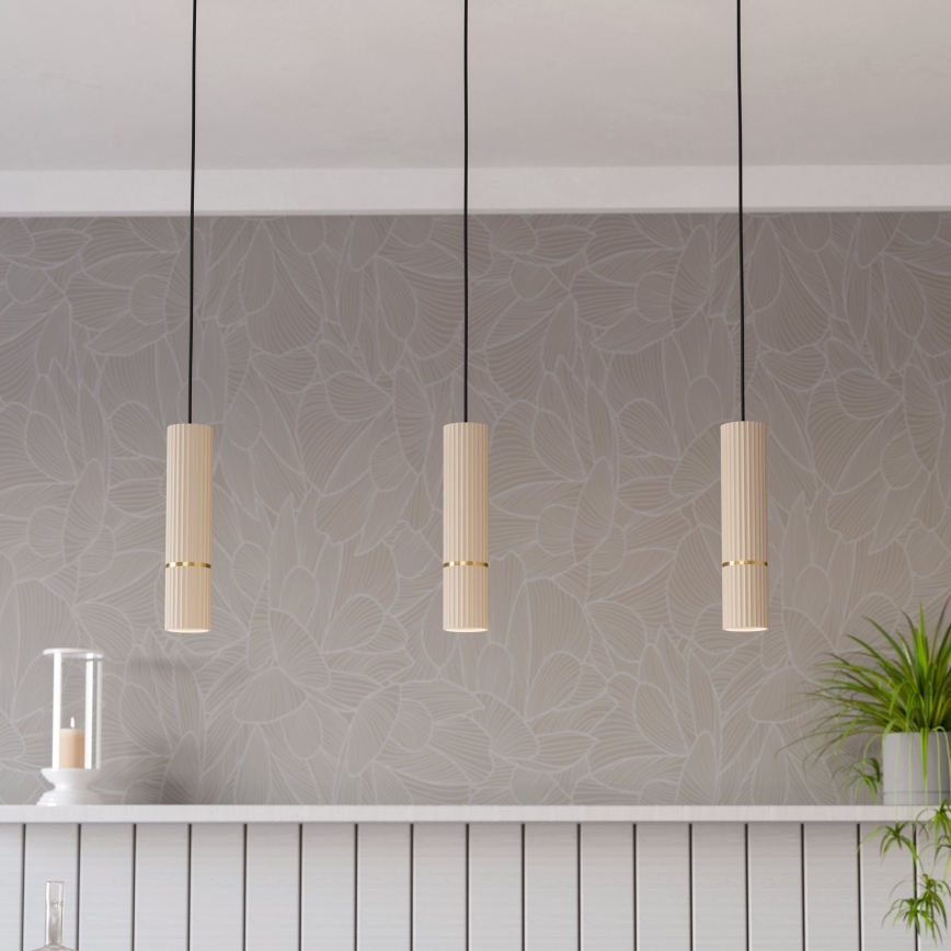 Eglo - LED Lustr na lanku 3xGU10/5W/230V 3000K béžová