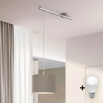 Eglo - LED  Lustr na lanku CALCENA 1xE27/60W/230V chrom/taupe