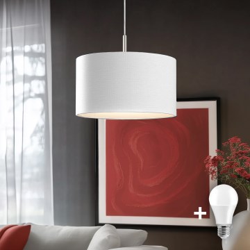 Eglo - LED Lustr na lanku TUNJA 1xE27/60W/230V bílá