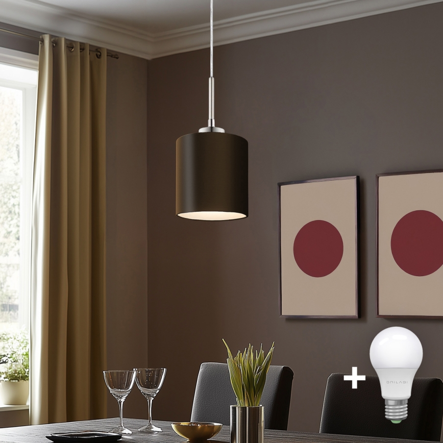 Eglo - LED Lustr na lanku TUNJA 1xE27/60W/230V hnědá