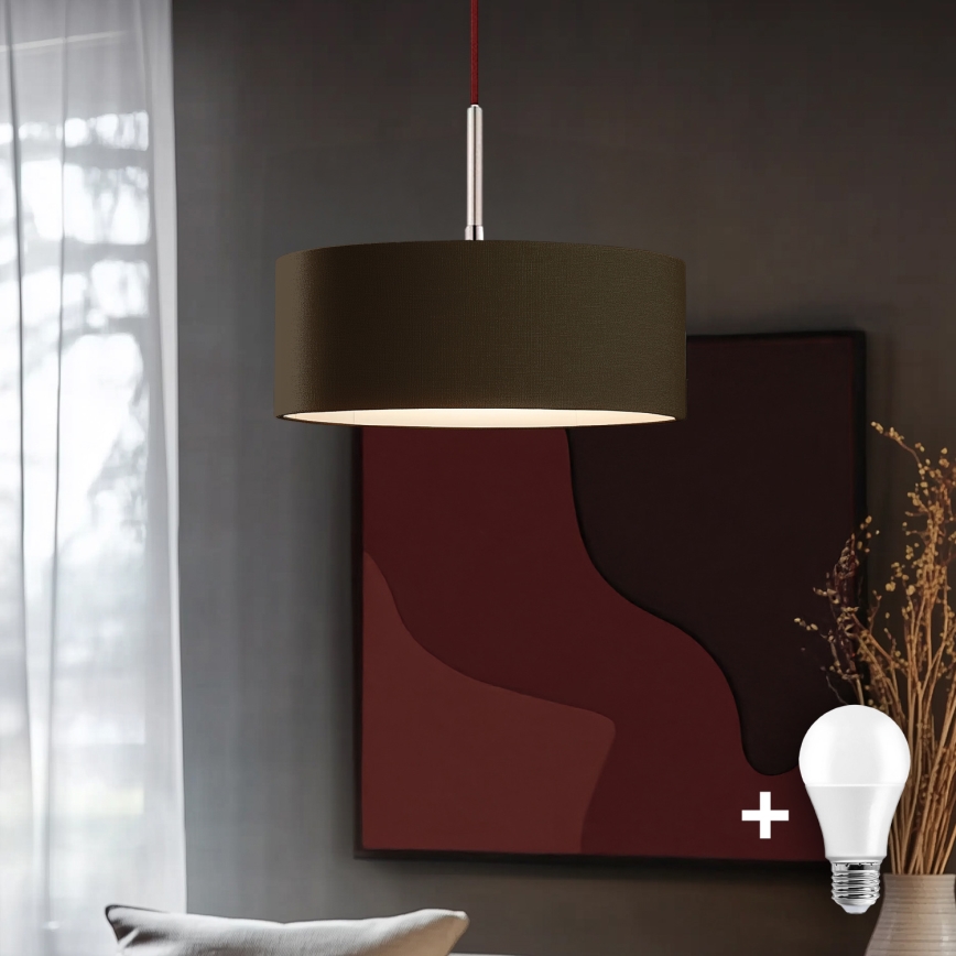 Eglo - LED  Lustr na lanku TUNJA 1xE27/60W/230V hnědá