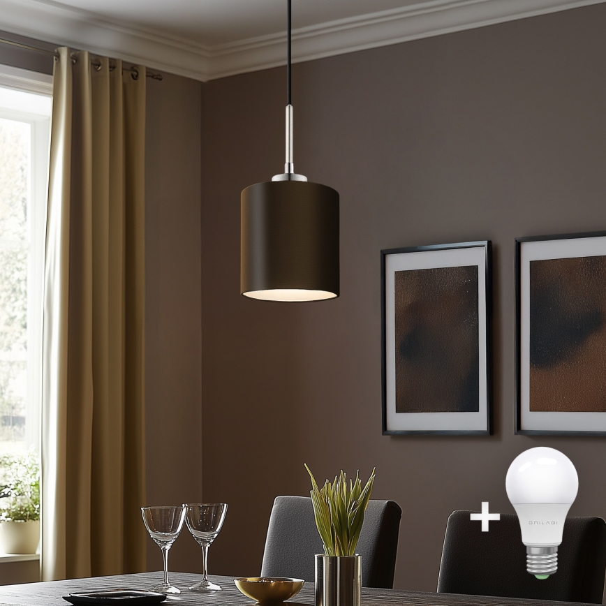 Eglo - LED  Lustr na lanku TUNJA 1xE27/60W/230V hnědá