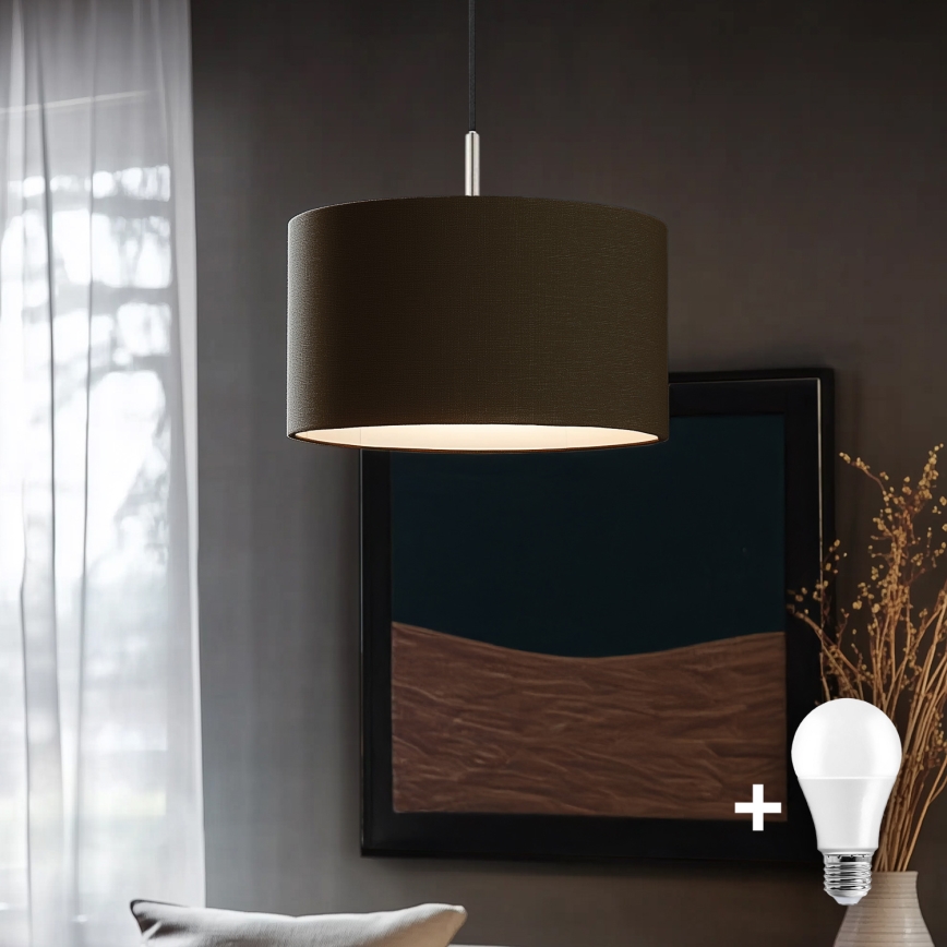 Eglo - LED  Lustr na lanku TUNJA 1xE27/60W/230V hnědá