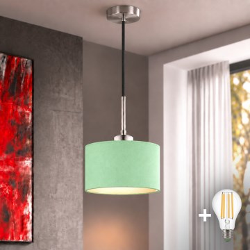 Eglo - LED Lustr na lanku TUNJA 1xE27/60W/230V pr. 20 cm zelená/černá