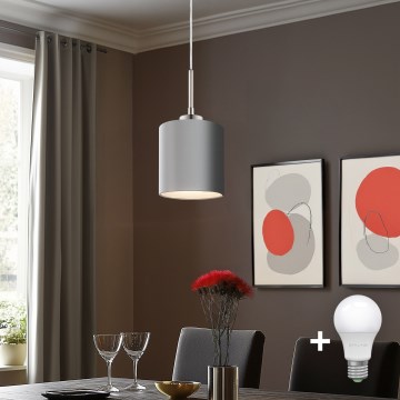 Eglo - LED Lustr na lanku TUNJA 1xE27/60W/230V šedá