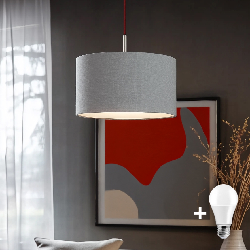 Eglo - LED  Lustr na lanku TUNJA 1xE27/60W/230V šedá