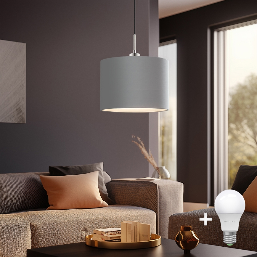 Eglo - LED  Lustr na lanku TUNJA 1xE27/60W/230V šedá