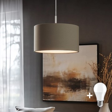 Eglo - LED Lustr na lanku TUNJA 1xE27/60W/230V taupe
