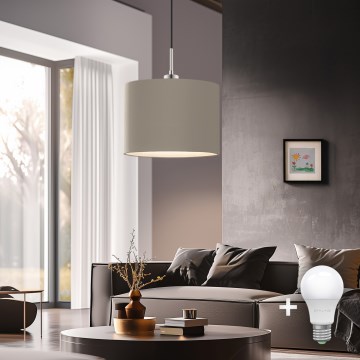 Eglo - LED  Lustr na lanku TUNJA 1xE27/60W/230V taupe