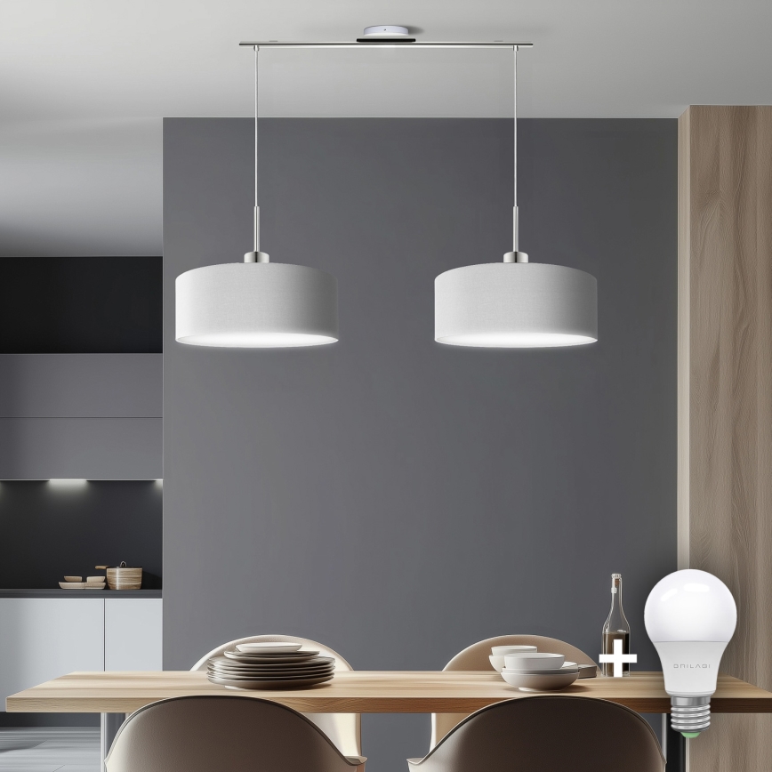 Eglo - LED  Lustr na lanku TUNJA 2xE27/60W/230V bílá