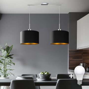 Eglo - LED  Lustr na lanku TUNJA 2xE27/60W/230V černá