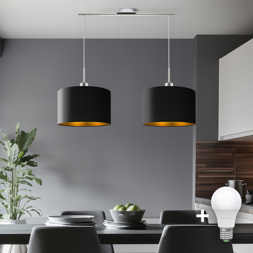 Eglo - LED  Lustr na lanku TUNJA 2xE27/60W/230V černá