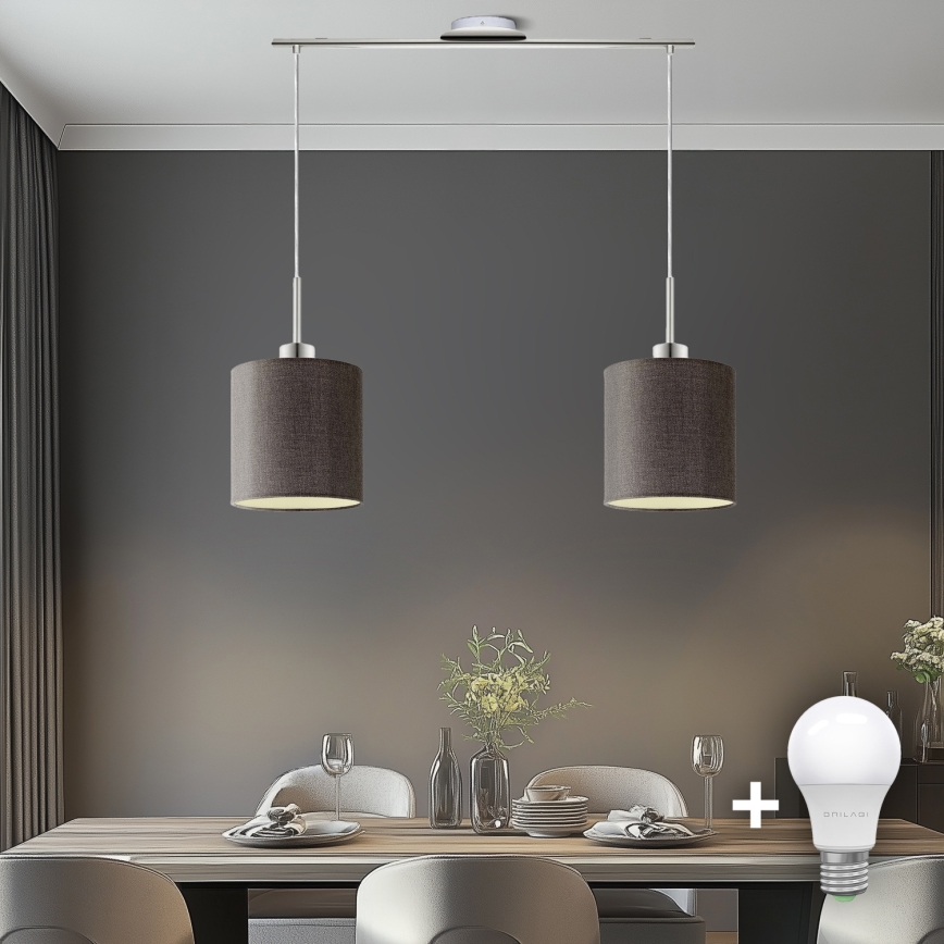 Eglo - LED  Lustr na lanku TUNJA 2xE27/60W/230V hnědá