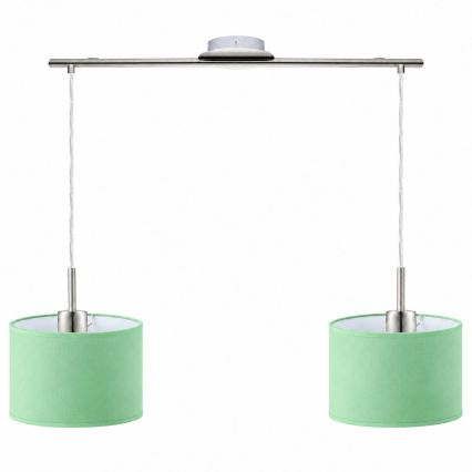 Eglo - LED Lustr na lanku TUNJA 2xE27/60W/230V matný chrom/zelená
